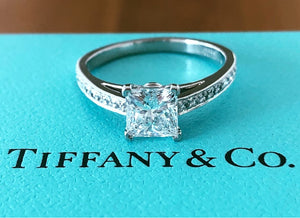 Stunning Pre-Loved Tiffany & Co. 1.27tcw D/VS1 Princess Cut Diamond Grace Engagement Ring