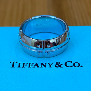 Tiffany & Co. 18ct White Gold Streamamerica 8mm Wide Ring Size 5.5