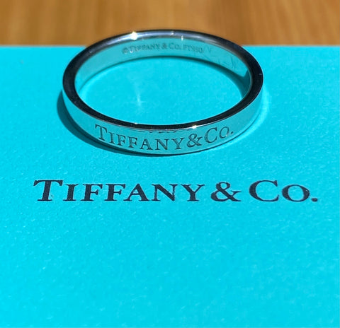 Tiffany & Co. 3mm Platinum T & Co. Band Size 7.5 Receipt/Boxes