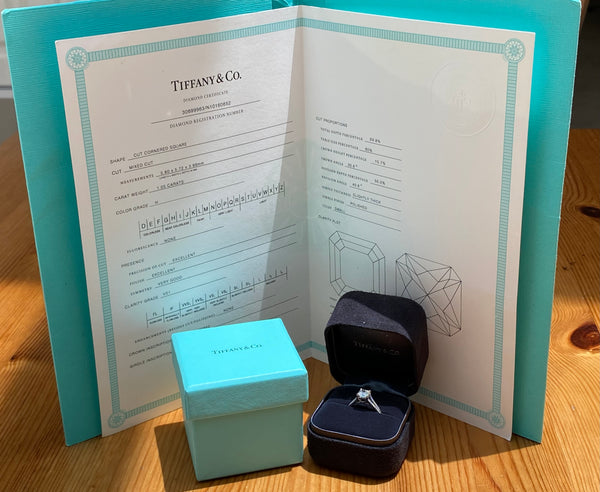 Tiffany & Co. 1.15tcw (1.05ct Centre) H/VS1 Lucida Diamond Engagement Ring Cert/Val/Boxes