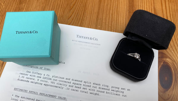 Tiffany & Co. 1.15tcw (1.05ct Centre) H/VS1 Lucida Diamond Engagement Ring Cert/Val/Boxes