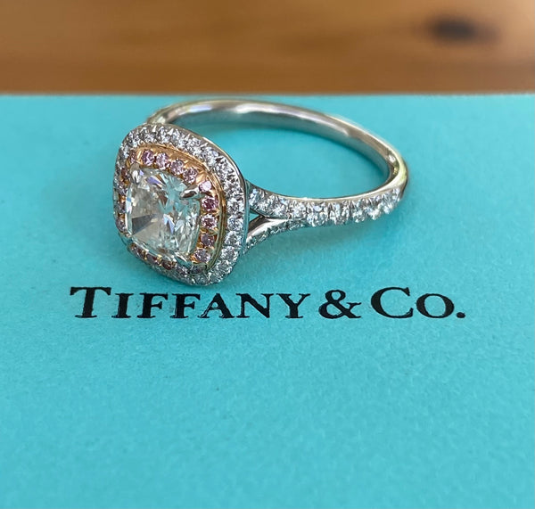 Tiffany & Co. 1.31tcw G/VVS2 Pink Diamond Soleste Engagement Ring Cert/Boxes