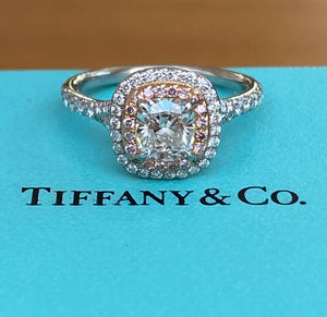 Tiffany & Co. 1.31tcw G/VVS2 Pink Diamond Soleste Engagement Ring Cert/Boxes