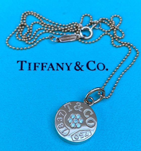 Tiffany & Co. Vintage ‘Large’ 1837 Diamond Pendant on 16inch Tiffany Ball Chain