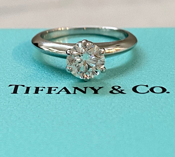 Tiffany & Co. 0.84ct I/VS2 Diamond Solitaire Engagement Ring Cert/Val/Boxes