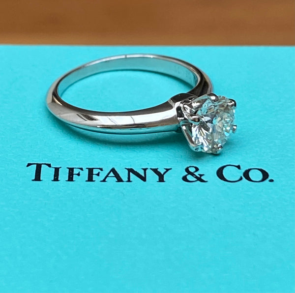 Tiffany & Co. 0.84ct I/VS2 Diamond Solitaire Engagement Ring Cert/Val/Boxes