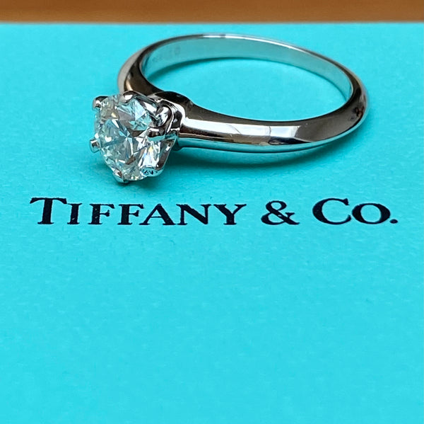 Tiffany & Co. 0.84ct I/VS2 Diamond Solitaire Engagement Ring Cert/Val/Boxes