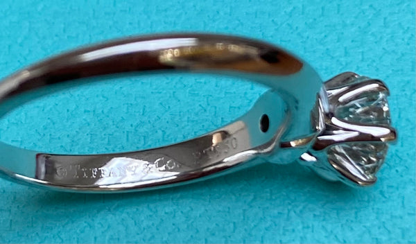 Tiffany & Co. 0.84ct I/VS2 Diamond Solitaire Engagement Ring Cert/Val/Boxes
