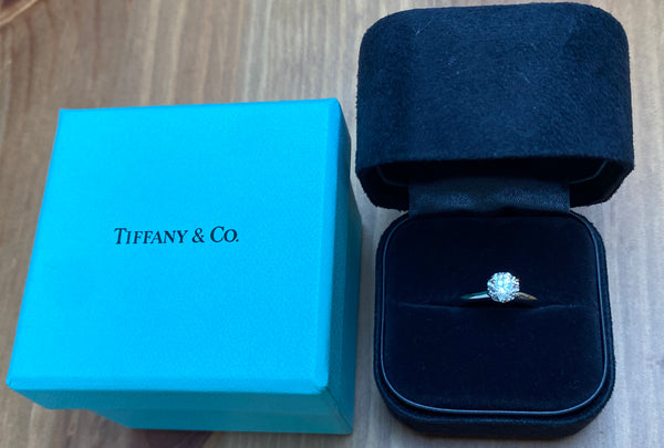Tiffany & Co. 0.84ct I/VS2 Diamond Solitaire Engagement Ring Cert/Val/Boxes
