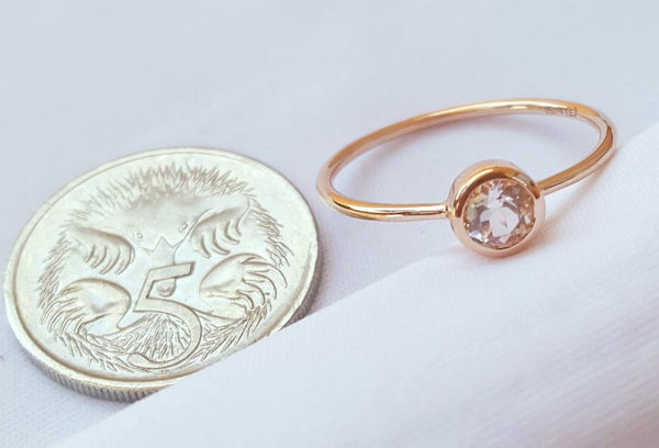 0.25ct Morganite Bezel Set Promise Ring in 18ct Rose Gold CTJ US Size 5.5
