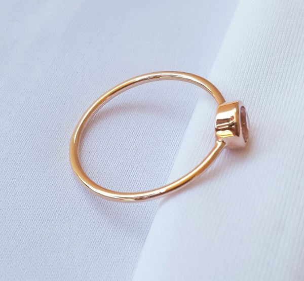 0.25ct Morganite Bezel Set Promise Ring in 18ct Rose Gold CTJ US Size 5.5