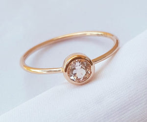 0.25ct Morganite Bezel Set Promise Ring in 18ct Rose Gold CTJ US Size 5.5