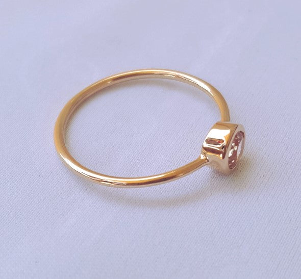 0.25ct Morganite Bezel Set Promise Ring in 18ct Rose Gold CTJ US Size 5.5