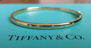 Tiffany & Co 0.22tcw Diamond and Solid 18ct Gold/Platinum Etoile Bangle/Bracelet