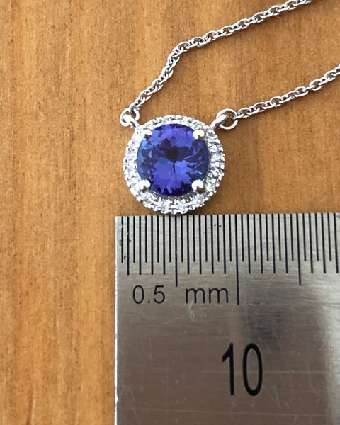 0.90ct Tanzanite and 0.06tcw Diamond Pendant in 14ct White Gold