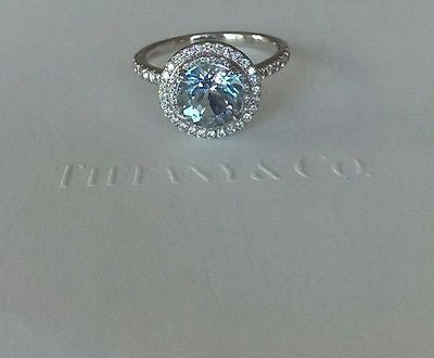 Tiffany & Co Soleste 1.46ct Aquamarine & 0.46tcw Diamond Engagement/Anniver Ring