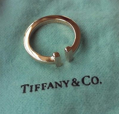 Tiffany & Co 18ct Rose Gold Tiffany 'T' Square Ring Size 8