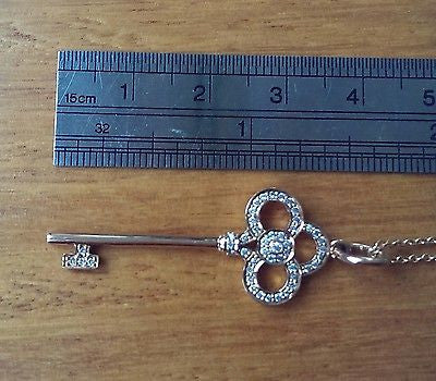 Tiffany & Co Diamond and 18ct Rose Gold Crown Key Pendant 16" Chain RRP $3650