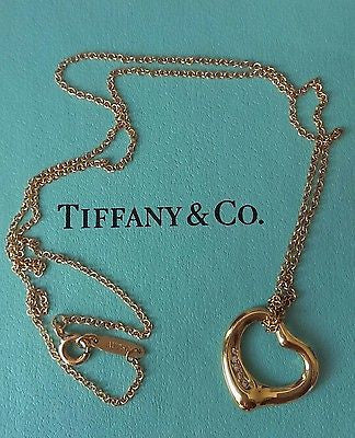 Tiffany & Co 18ct Gold and Diamond 'Elsa Peretti' Sml Heart Pendant 16"w/receipt