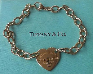 Tiffany & Co SOLID 18ct Yellow Gold 'Return to Tiffany' Heart Tag Bracelet 21cm