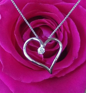 Hearts on Fire Diamond Ideal Cut Amorous Heart Pendant 18ct White Gold