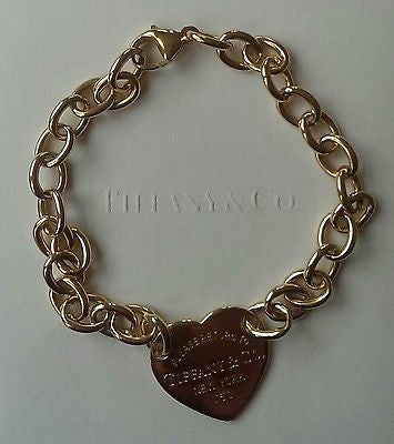 Tiffany & Co SOLID 18ct Yellow Gold 'Return to Tiffany' Heart Tag Bracelet 21cm