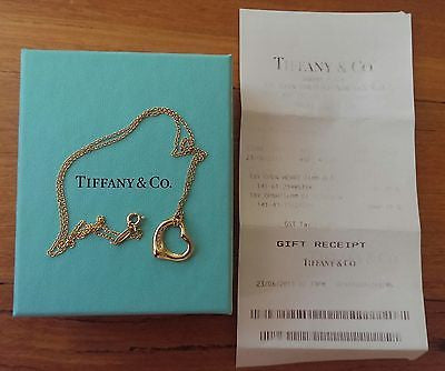 Tiffany & Co 18ct Gold and Diamond 'Elsa Peretti' Sml Heart Pendant 16"w/receipt