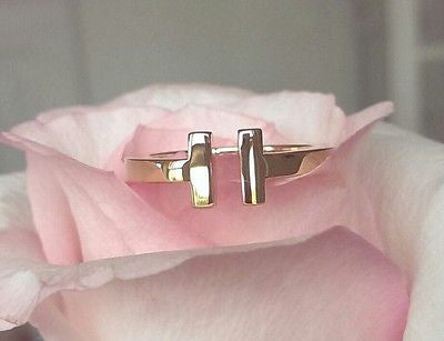 Tiffany Co 18ct Rose Gold Tiffany T Square Ring Size 8