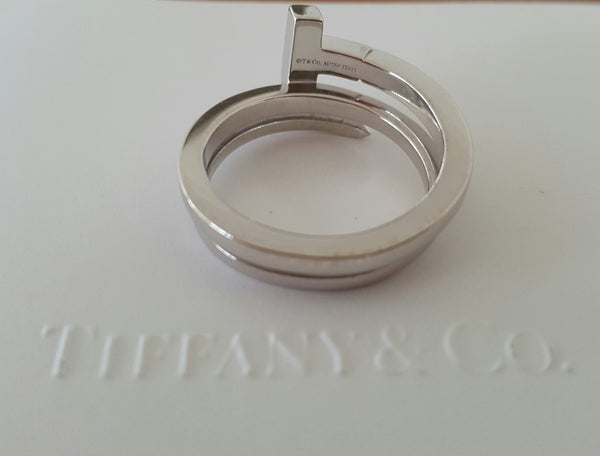 Tiffany & Co. Diamond and 18ct White Gold Tiffany T Wrap Ring Size 9 RRP $3800