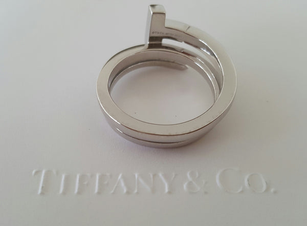 Tiffany & Co. Diamond and 18ct White Gold Tiffany T Wrap Ring Size 9 RRP $3800