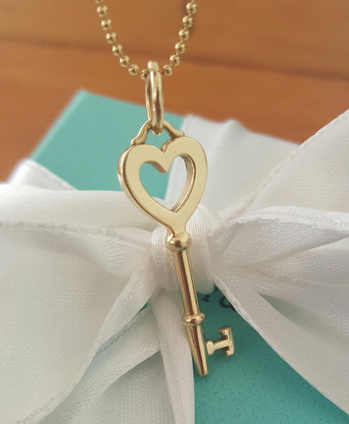 Tiffany & Co. 18ct Yellow Gold Key Pendant Necklace on 18ct Gold Bead Chain