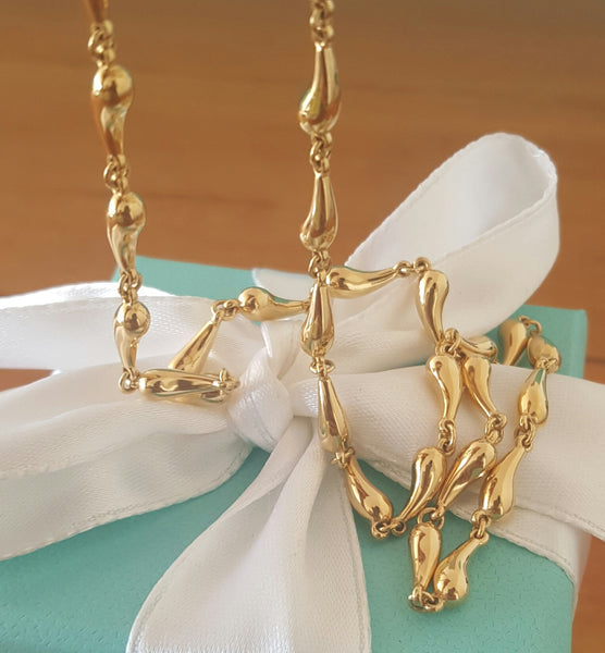 Tiffany & Co. Solid 18ct Yellow Gold Elsa Peretti Tear Drop Necklace RRP $7250