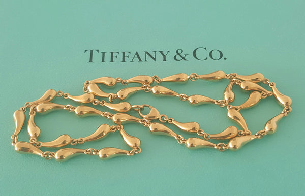 Tiffany & Co. Solid 18ct Yellow Gold Elsa Peretti Tear Drop Necklace RRP $7250