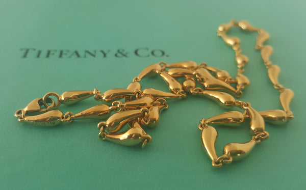 Tiffany & Co. Solid 18ct Yellow Gold Elsa Peretti Tear Drop Necklace RRP $7250