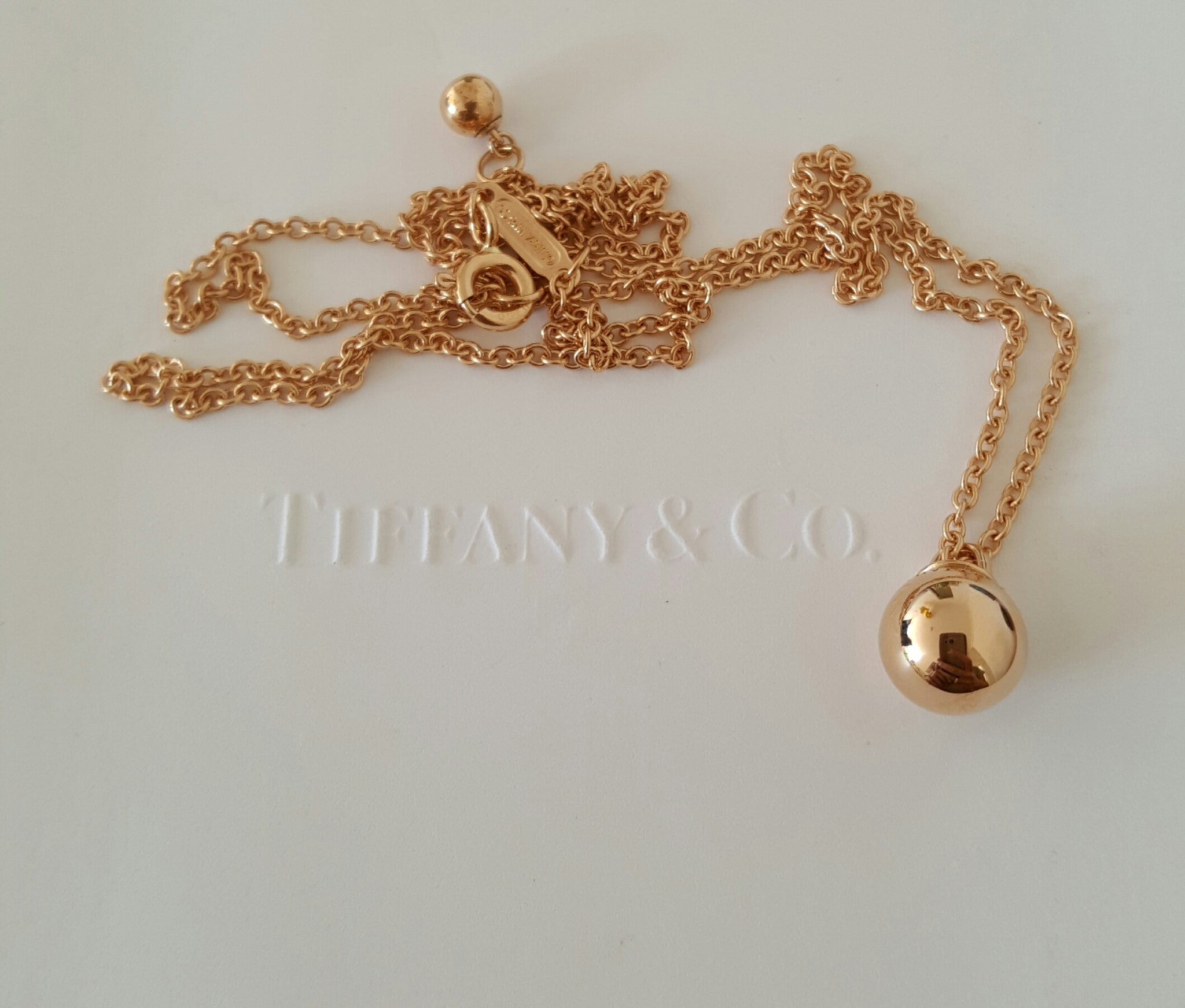 Tiffany & Co. HardWear Ball Pendant Necklace 18ct Rose Gold 16"-18" 18ct Rose Gold Chain