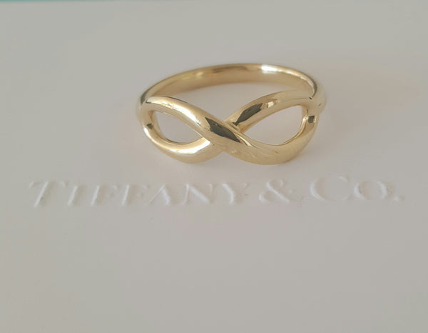 Tiffany & Co. 18ct Yellow Gold Infinity Ring Size 7 with Receipt