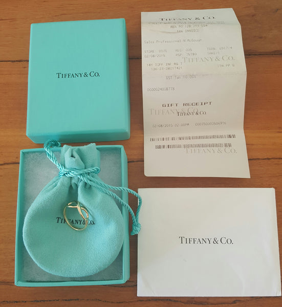 Tiffany & Co. 18ct Yellow Gold Infinity Ring Size 7 with Receipt