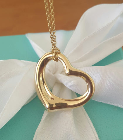 Tiffany & Co. 18ct Yellow Gold Elsa Peretti Heart Med Pendant/Necklace Circa 2000