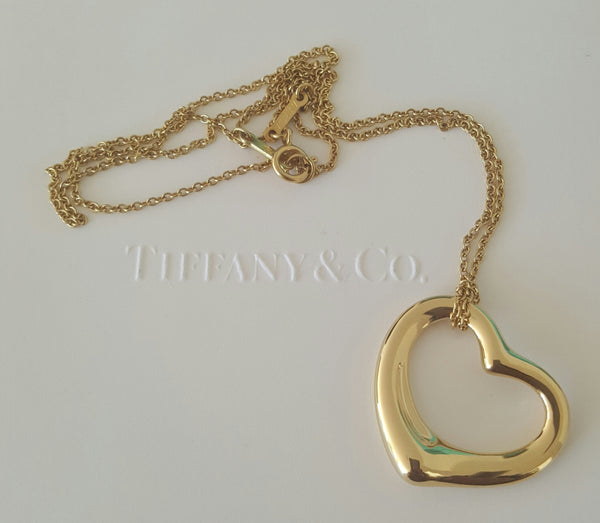 Tiffany & Co. 18ct Yellow Gold Elsa Peretti Heart Med Pendant/Necklace Circa 2000