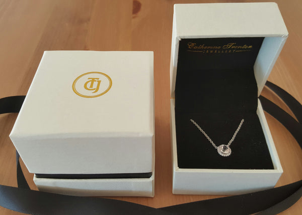 0.90ct Morganite and 0.06tcw Diamond Pendant Necklace 18ct 18k White Gold by CTJ