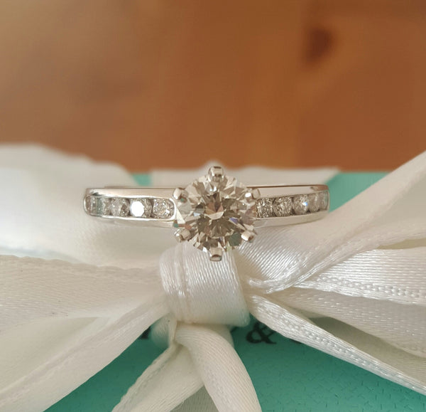 Tiffany & Co. 1.12tcw G/VVS2 Diamond Engagement Ring with Diamonds on the Band