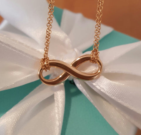 Tiffany & Co 18ct Rose Gold Tiffany Infinity Pendant/Necklace 16" Chain