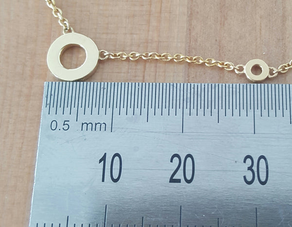 Solid 18ct 18k Yellow Gold Double Circle Pendant Original Design by CTJ on 18" Chain