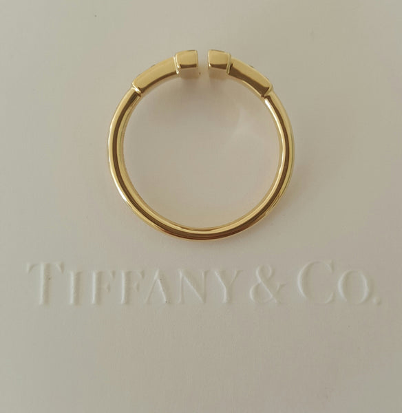 Tiffany & Co. 0.13tcw Diamond and 18ct Yellow Gold 'T' Ring Size 5 Receipt Boxes