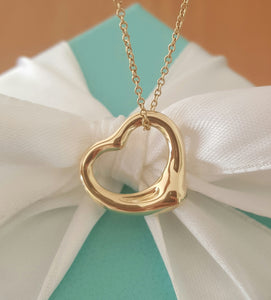 Tiffany & Co. 18ct 18k Yellow Gold 'Sml' Heart Pendant/Necklace on 20 inch Chain