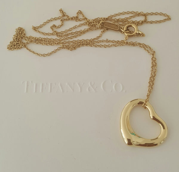 Tiffany & Co. 18ct 18k Yellow Gold 'Sml' Heart Pendant/Necklace on 20 inch Chain