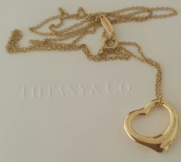 Tiffany & Co. 18ct 18k Yellow Gold 'Sml' Heart Pendant/Necklace on 20 inch Chain