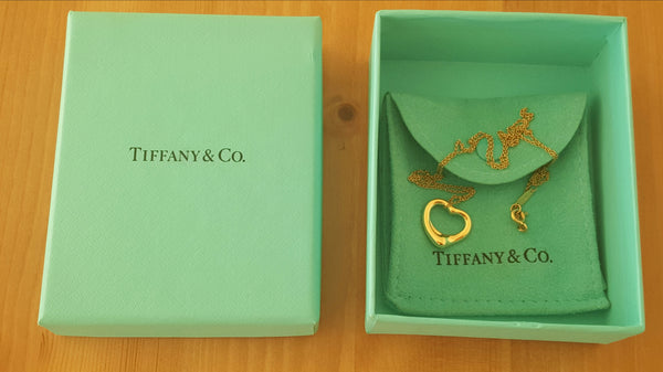 Tiffany & Co. 18ct 18k Yellow Gold 'Sml' Heart Pendant/Necklace on 20 inch Chain
