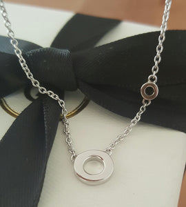 18ct 18k Solid White Gold Double Circle Pendant Necklace by CTJ on 18" Chain