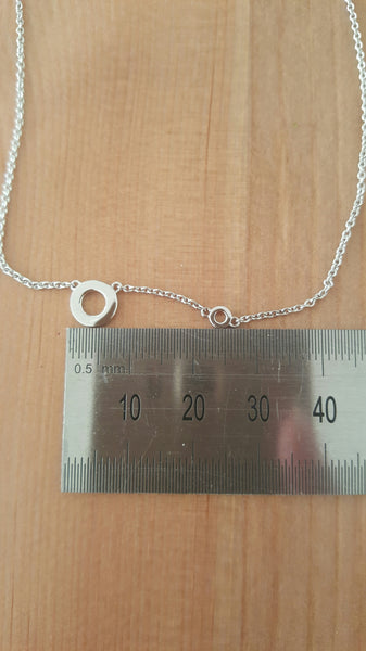 18ct 18k Solid White Gold Double Circle Pendant Necklace by CTJ on 18" Chain